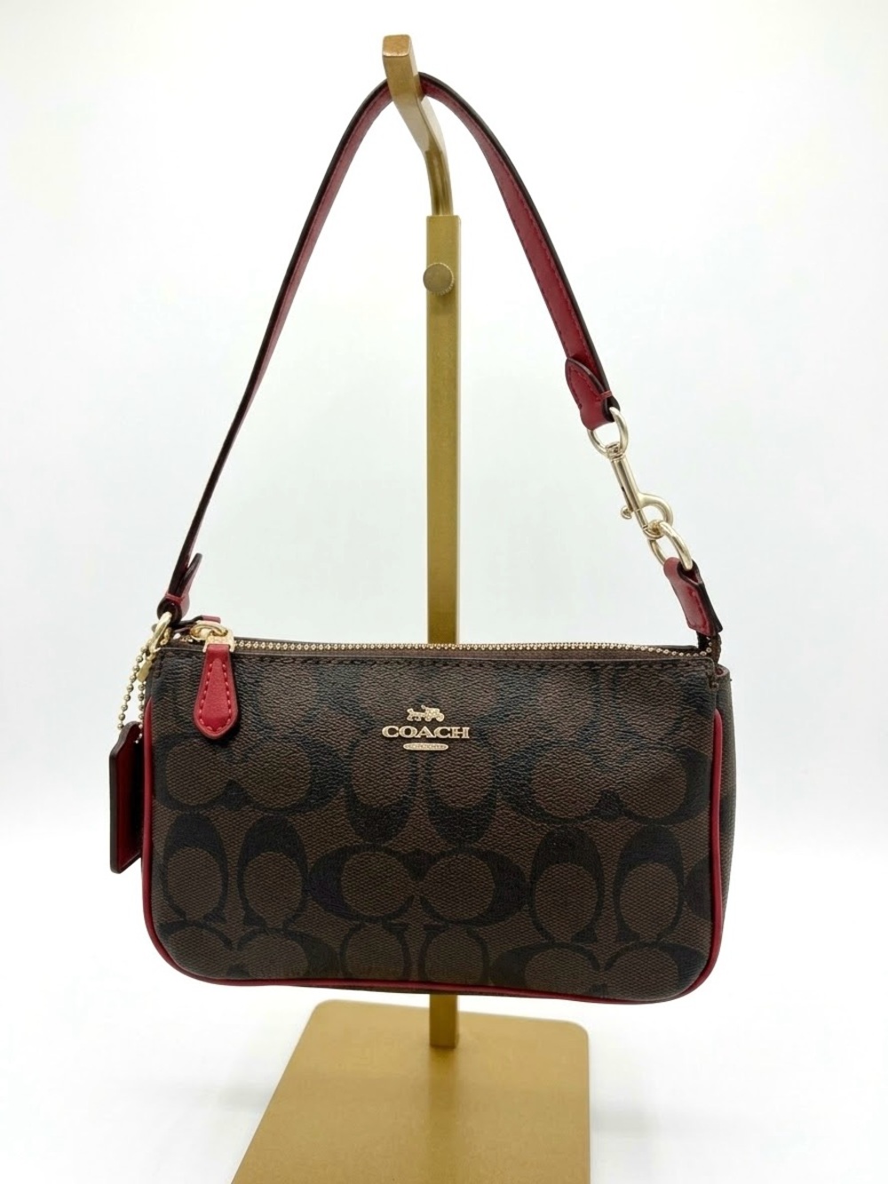 COACH Nolita 19 in Signature Canvas Red / Brown like new condition 2022 C3308
